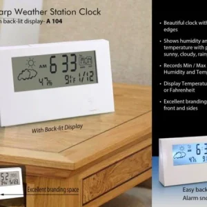 A104 – Sharp weather station clock with backlight
